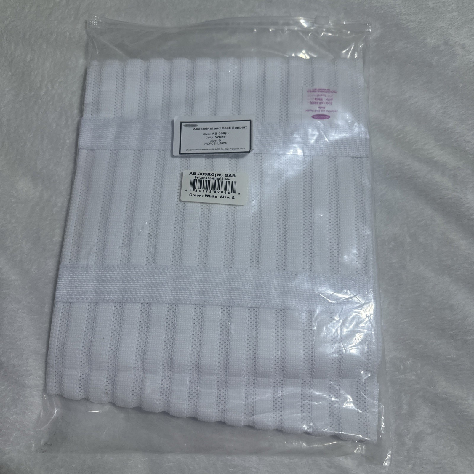Gabrialla AB-309 (1) White Abdominal Back Support Binder Small Postpartum New