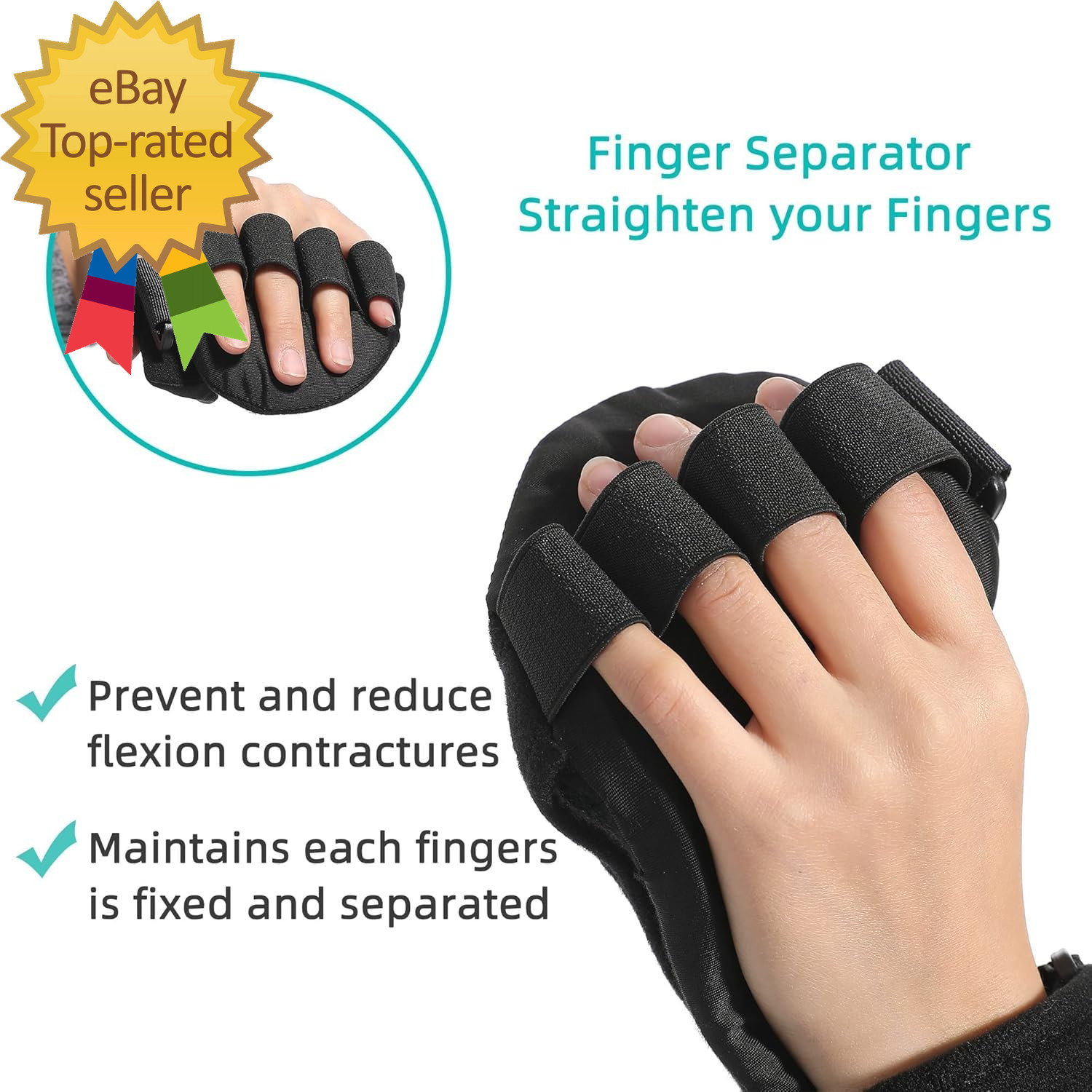 Resting Hand Splint with Finger Separators – Hand Brace for Finger Contractures