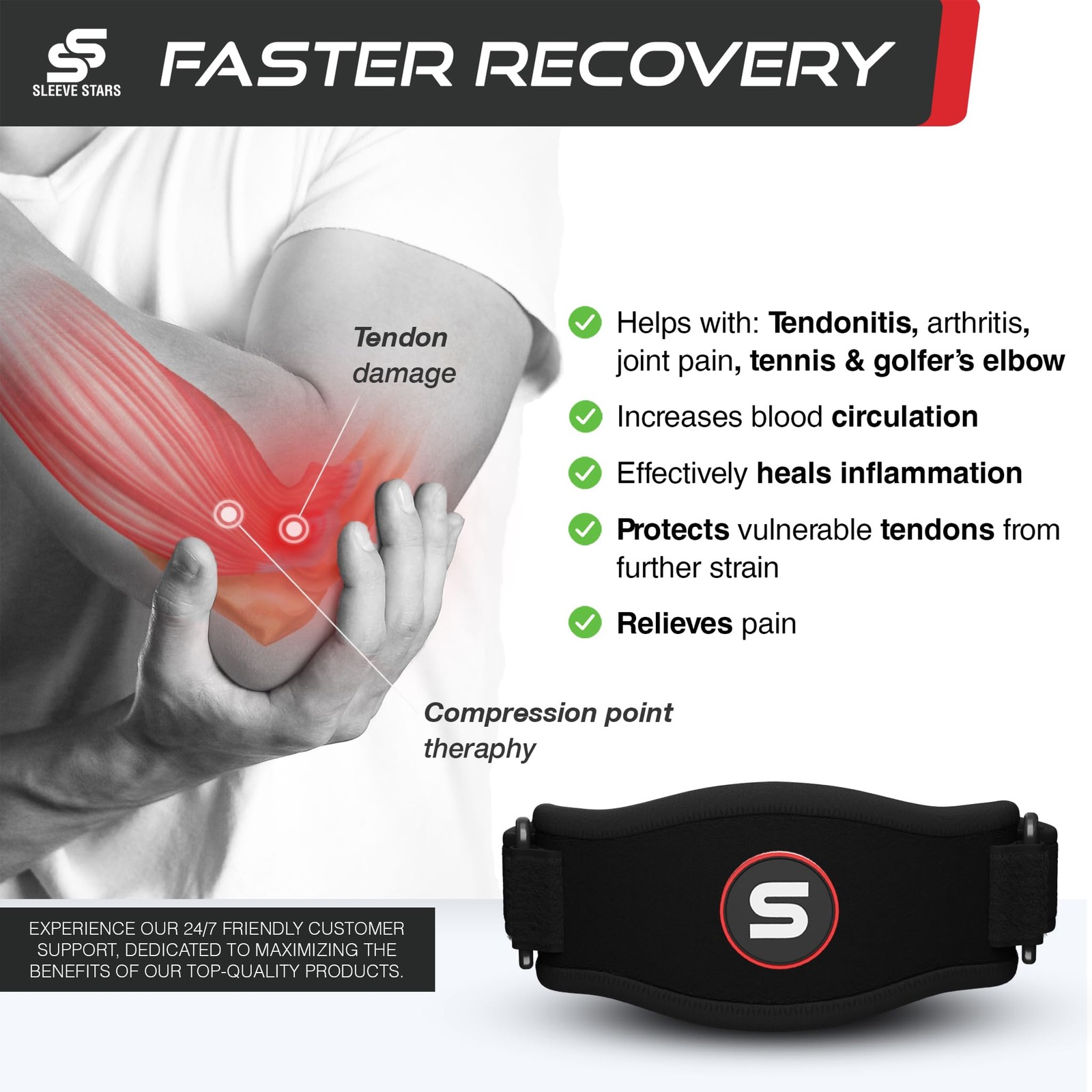 Sleeve Stars Tennis Elbow Brace for Women – Adjustable Tennis Elbow Strap, Go…