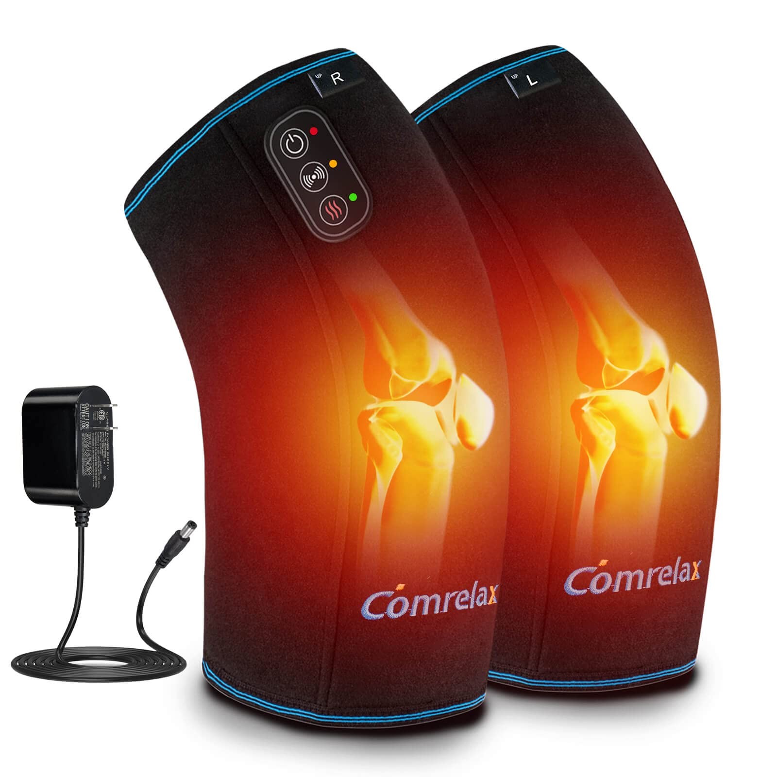 Knee Massager with Heat & Vibration, Heated Knee Brace for Knee Pain Relief, Hea