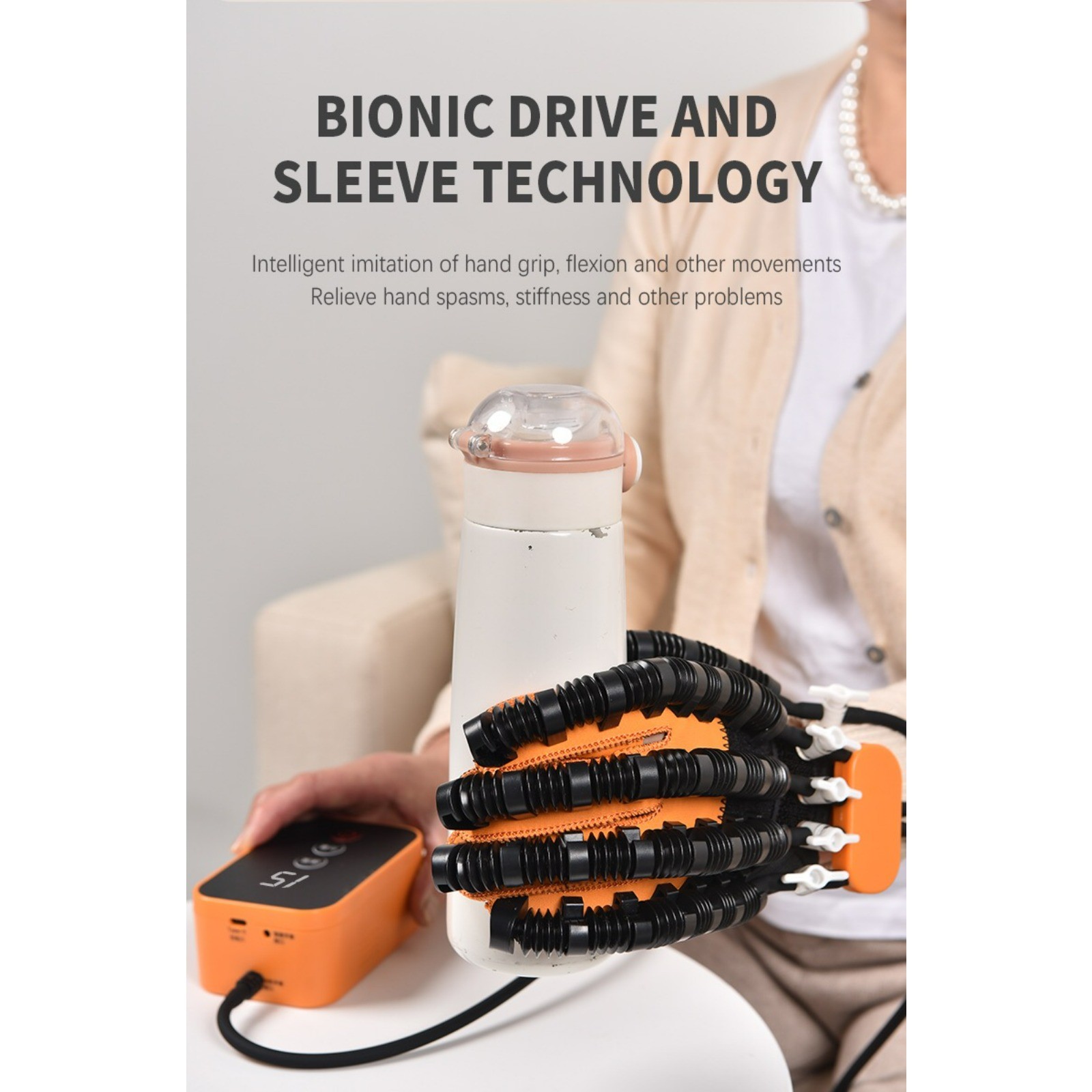 Robotic Hand Training Glove Rechargeable Individual Finger Exercise Portable