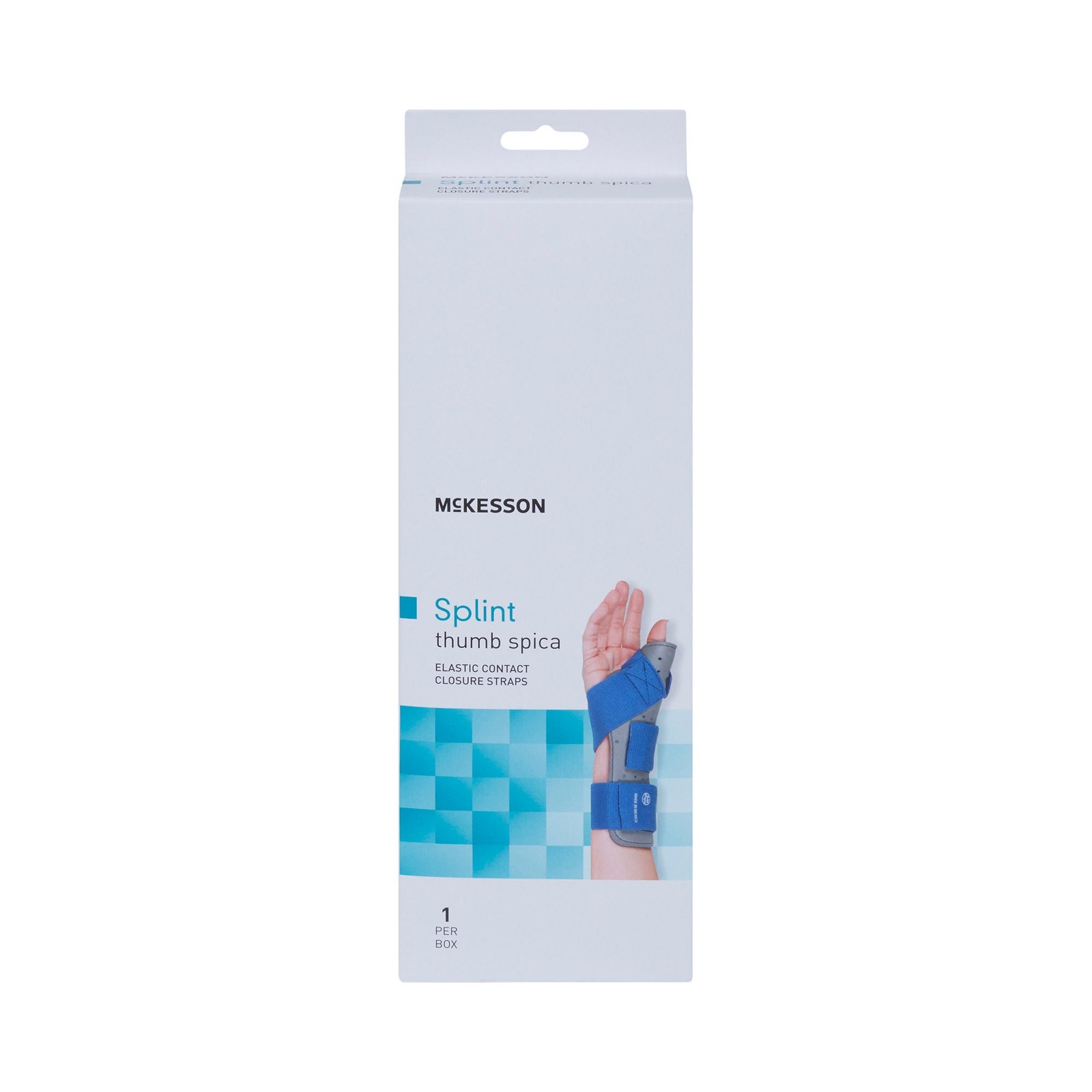 McKesson Hook and Loop Strap Wrist Brace with Thumb Spica for Left Hand