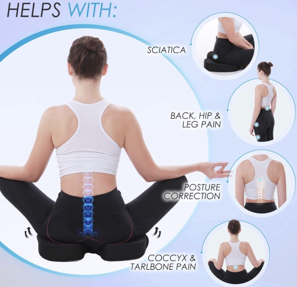 Seat Cushion & Lumbar Support Memory Foam Ergonomic Lumbar Support Pillow