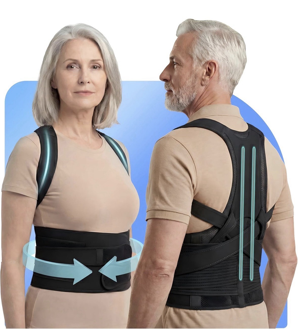 Advanced Full Back Brace Support for Upper & Lower Back, Spine & Neck Alignment
