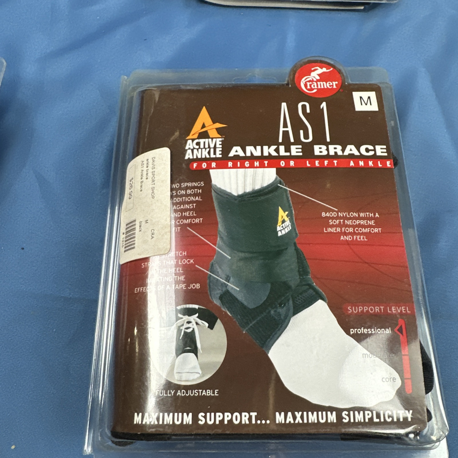 NOS Cramer AS1 Active Ankle Brace Sz Medium Black Right Or Left