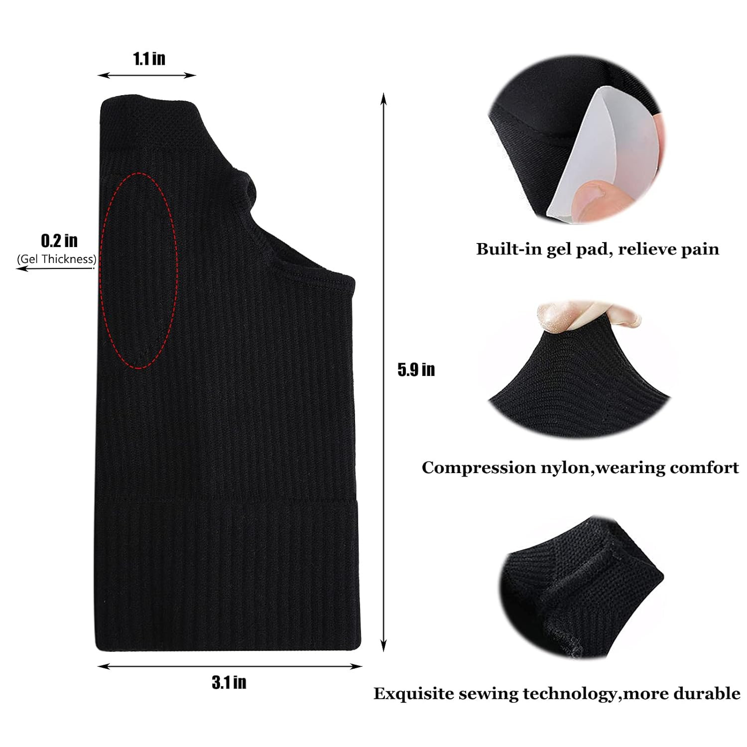 Wrist Thumb Support Compression Gloves (1 Pair), Breathable Wrist Brace Compr…