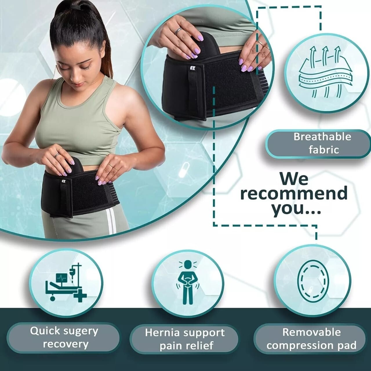 Umbilical Abdominal Supports Belt Hernia Binder Adjustable Elastic