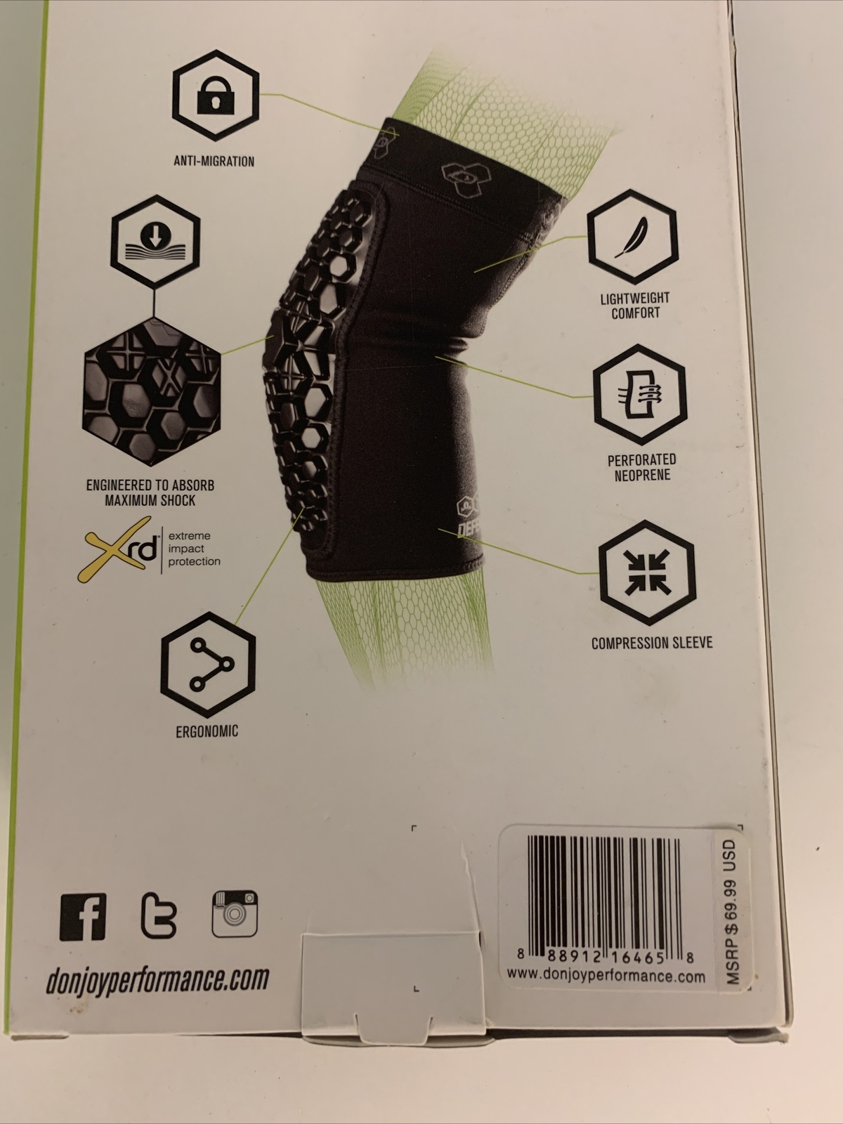 DonJoy Performance Defender Elbow Sleeves Pads – Shock Absorbing – (1 Pair) XS