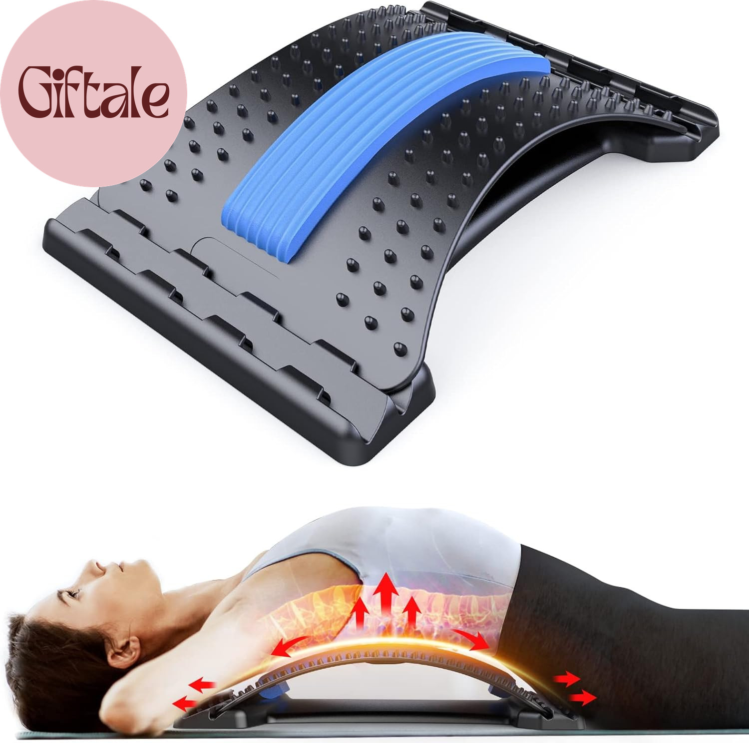 Back Stretcher for Lower Back Pain Relief, Multiple Level Adjustable Arch Lumbar