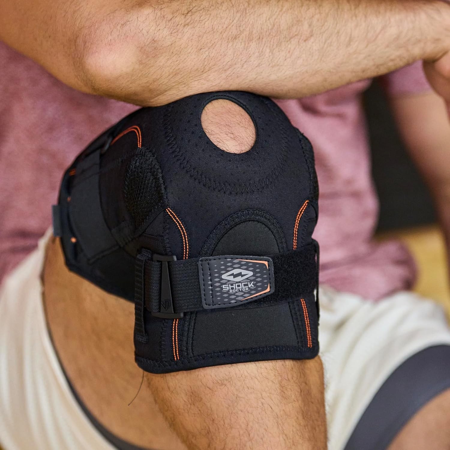 Shock Doctor Knee Brace Support, Compression Sleeve w/side Stabilizers, Patellar