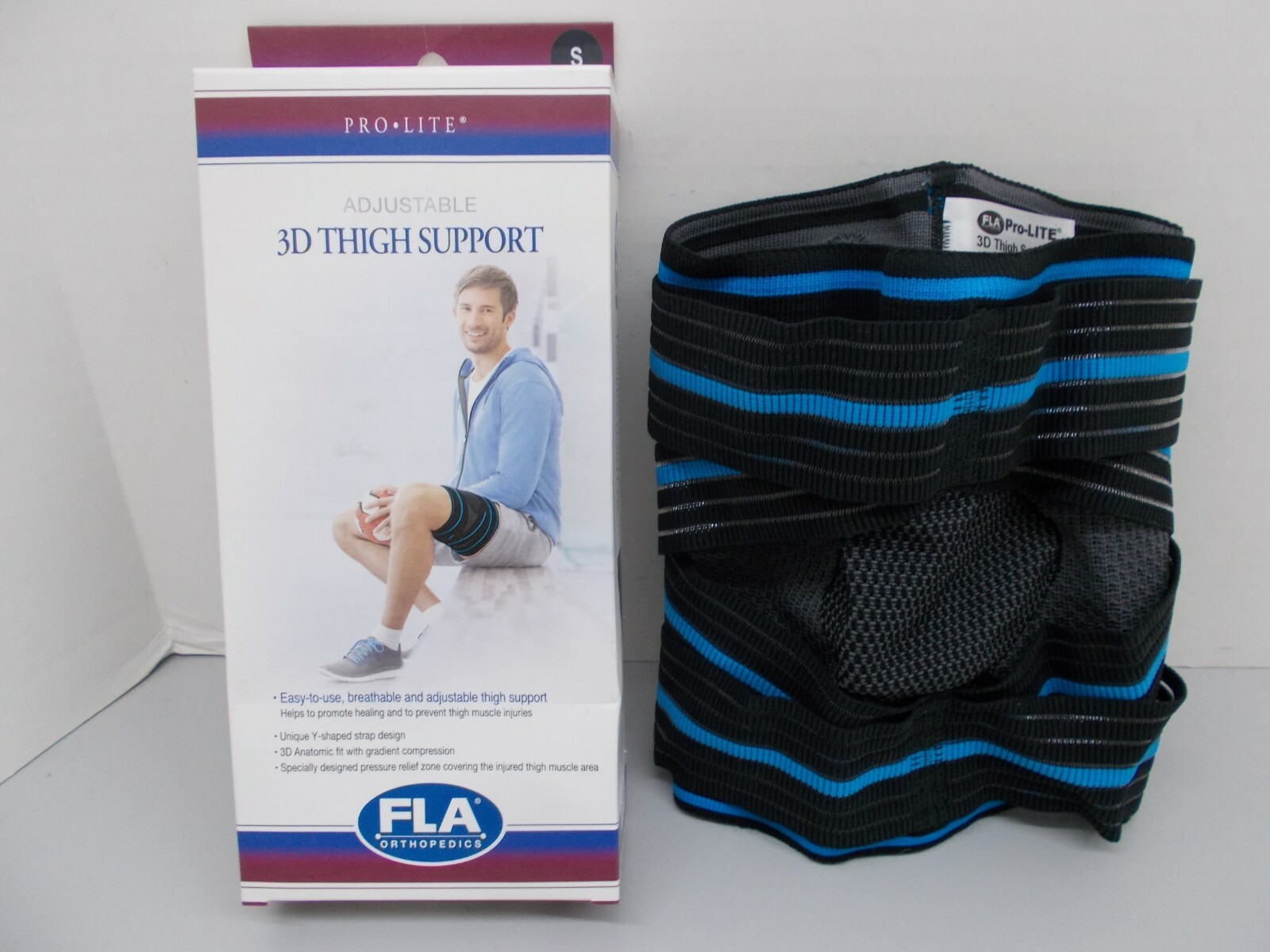 NEW FLA Orthopedics Pro Lite Adjustable 3D Thigh Support, Choose Size S – XXL