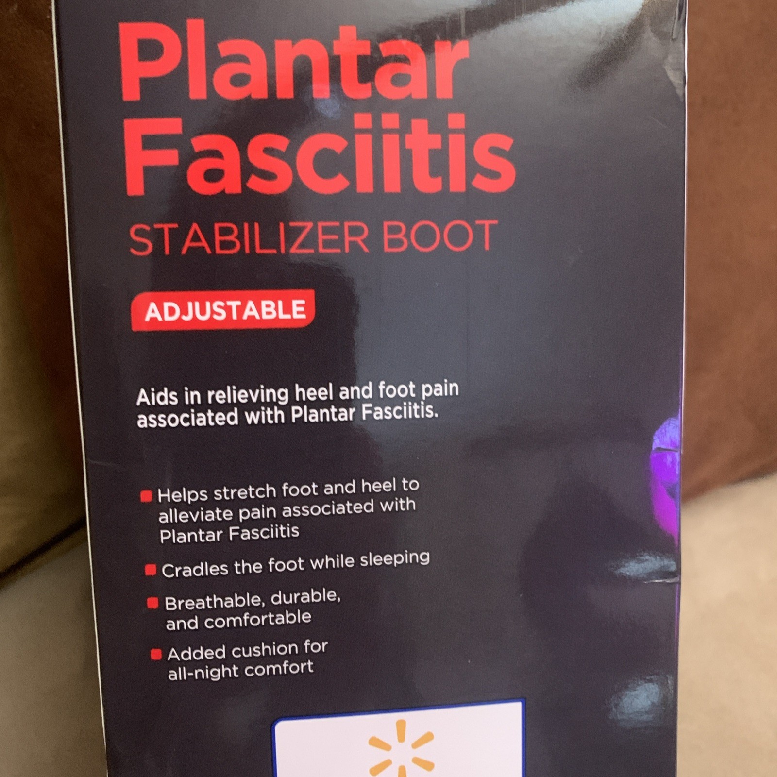 Equate Plantar Fasciitis Stablizer Black Brace Boot Adjustable One Size New