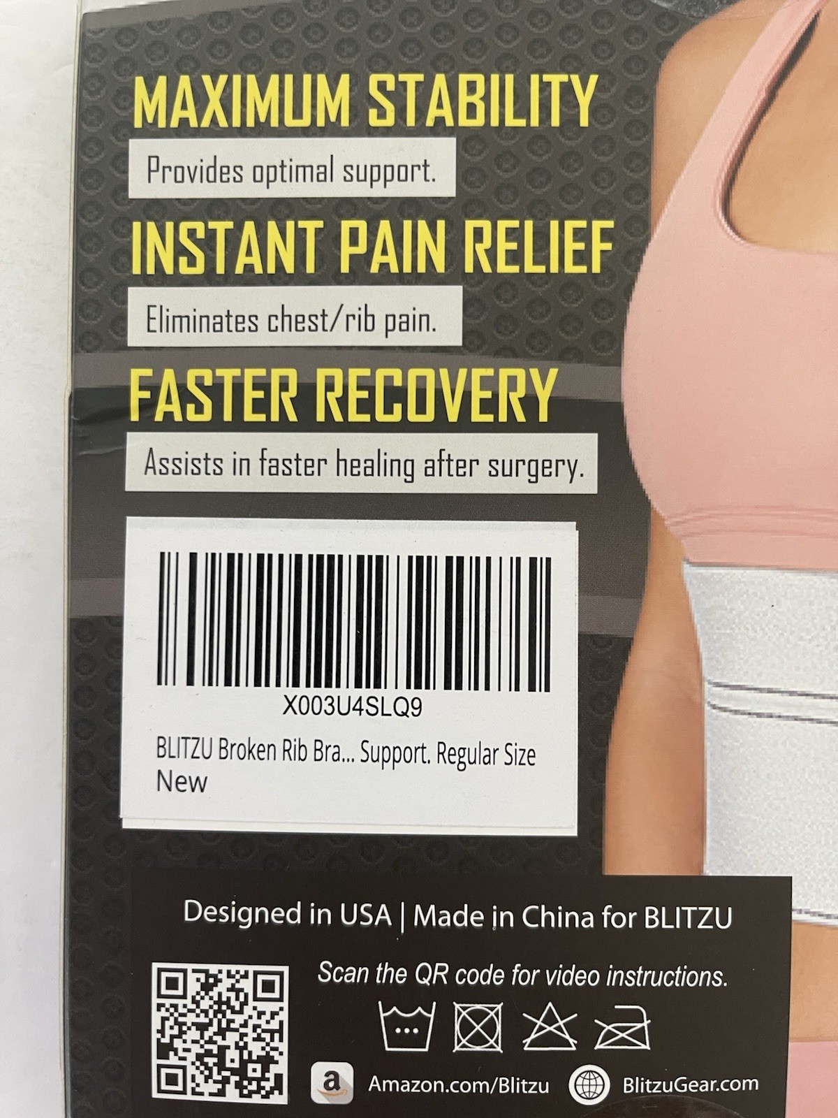 Blitzu Performance Rib Compression Brace 2 Panels 6” High Size Regular