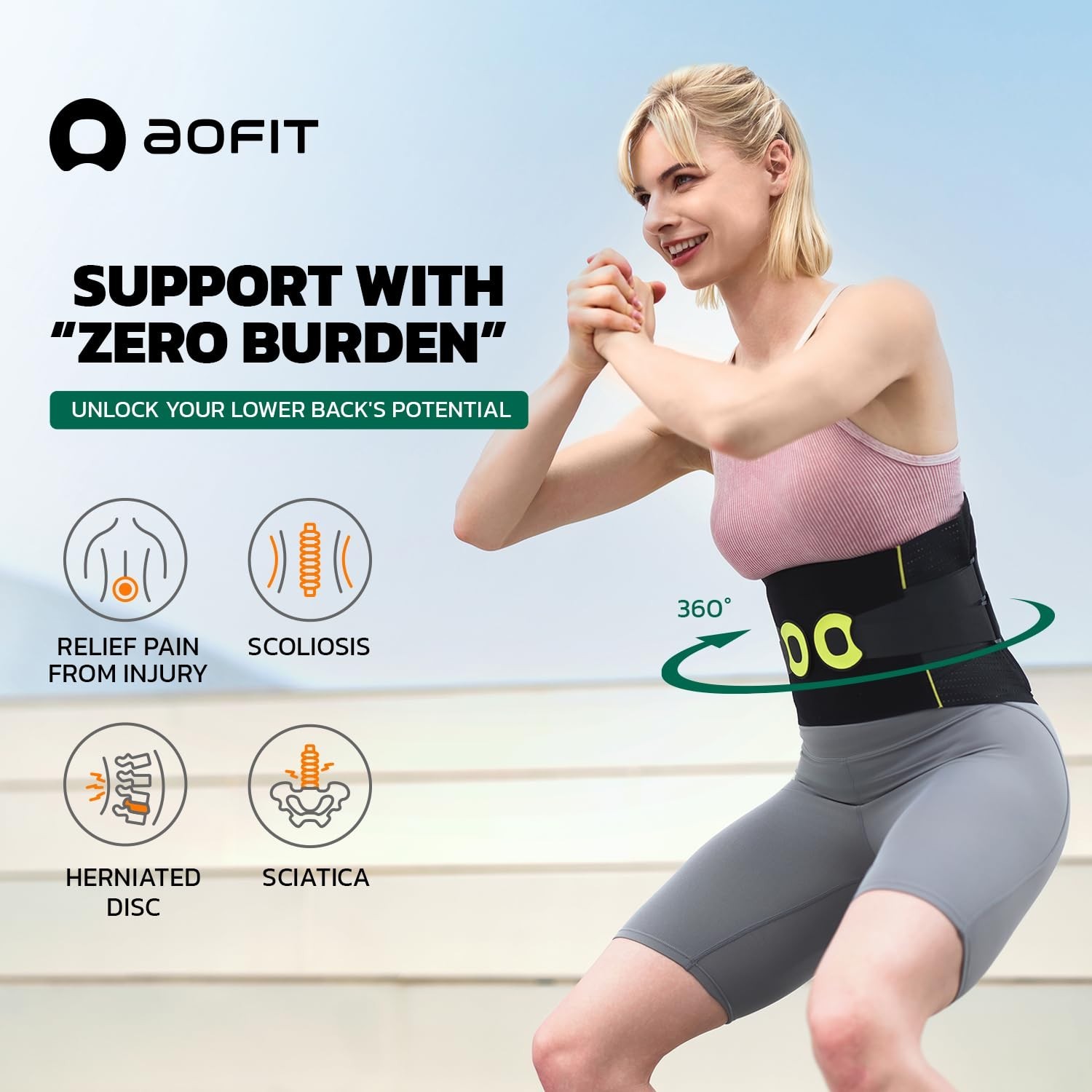 Lower Back Pain Relief Brace for Men & Women – 360° Support Belt, Soft & Breatha