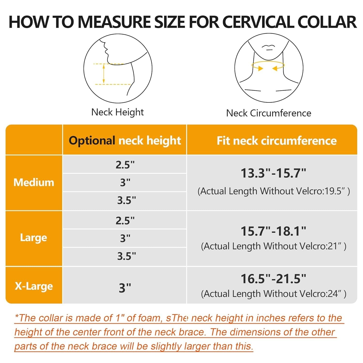 Black Soft Foam Neck Brace – Adjustable Cervical Support for Proper Alignment, M