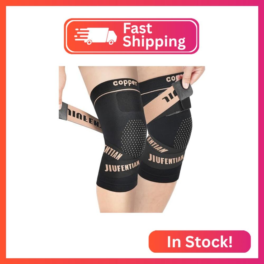 Copper Knee Brace Suppot for Women with Adjustable Strap (2pack, 2X-Large)