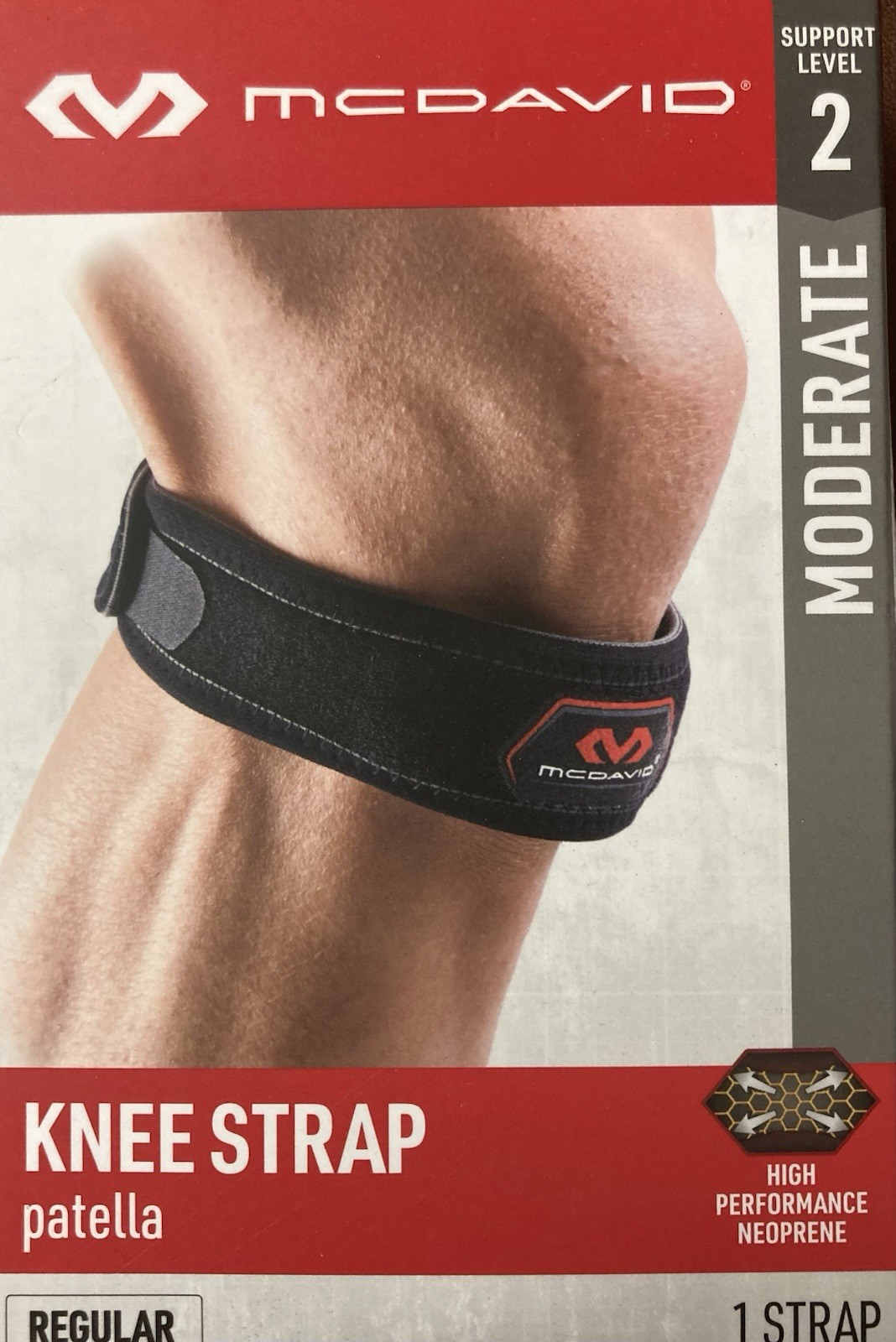 McDavid Patella Knee Strap Brace Level 2 Regular Neoprene Black Adjustable