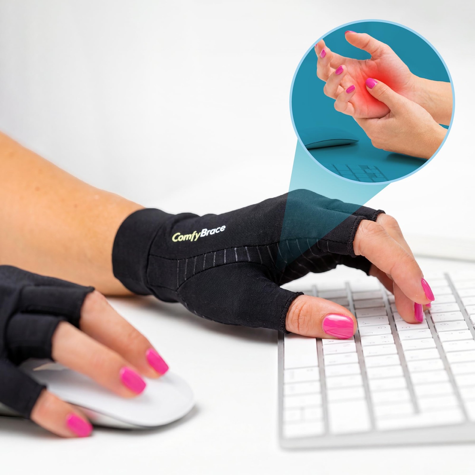 ComfyBrace Copper Arthritis Gloves, Hand Compression Medium (1 Pair), Black