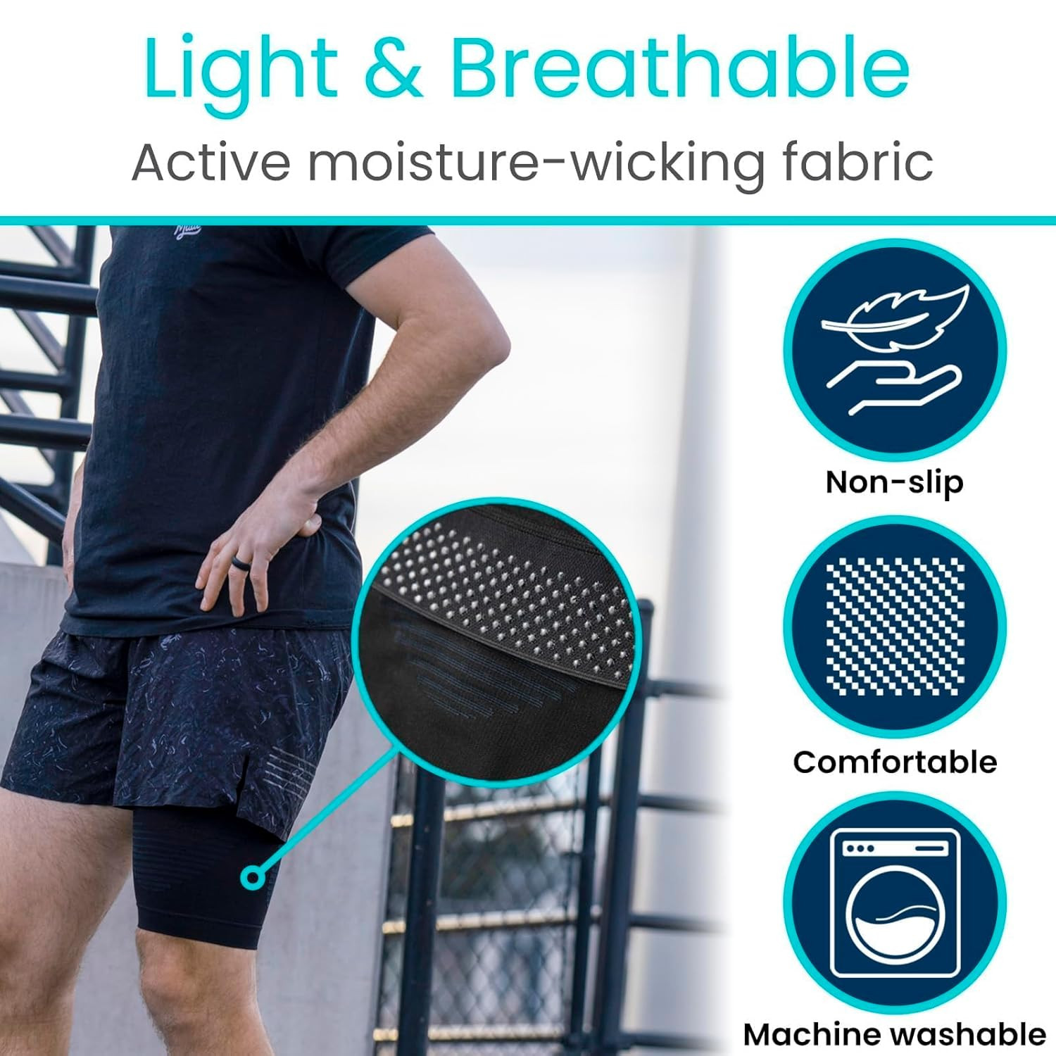 Thigh Compression Sleeve (2 Pack) Hamstring Brace for Upper Thigh – Breathable L