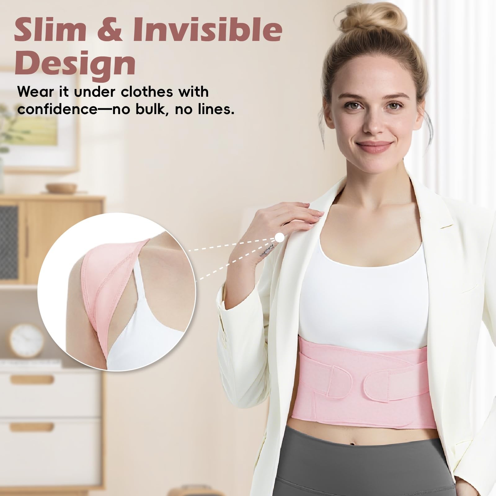 LuxuMach Posture Corrector for Women & Men, Full Back Brace Medium, Pink