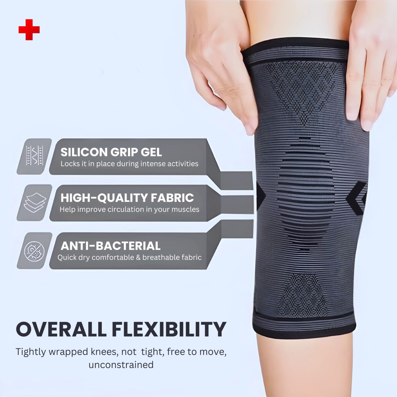 4 Pack Set Knee Sleeves with Patella Straps Compression Support Brace Relief
