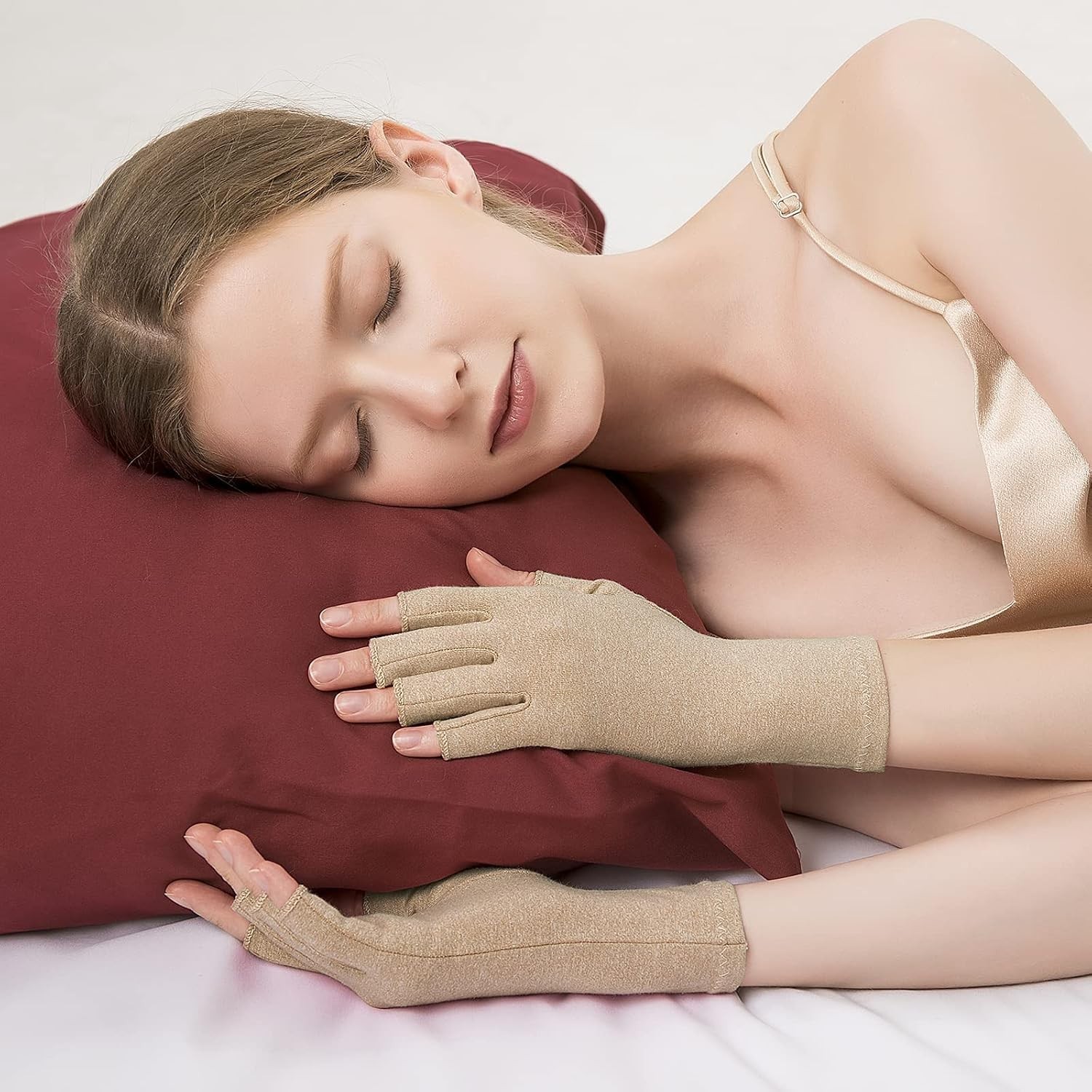 Breathable Cotton Spandex Fingerless Compression Gloves – 2 Pairs for Arthritis