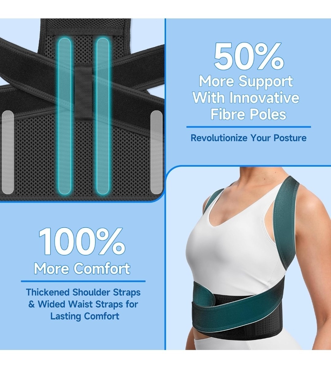 Abismat Posture Corrector Women, Men Back Brace Support Upper & Lower Back Large