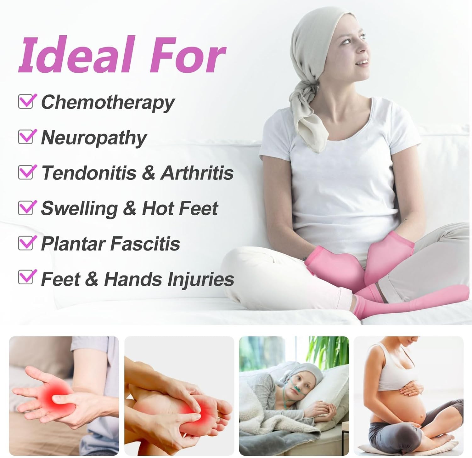 SuzziPad Cold Gloves and Socks for Chemotherapy, Chemo Ice Packs for Hands an