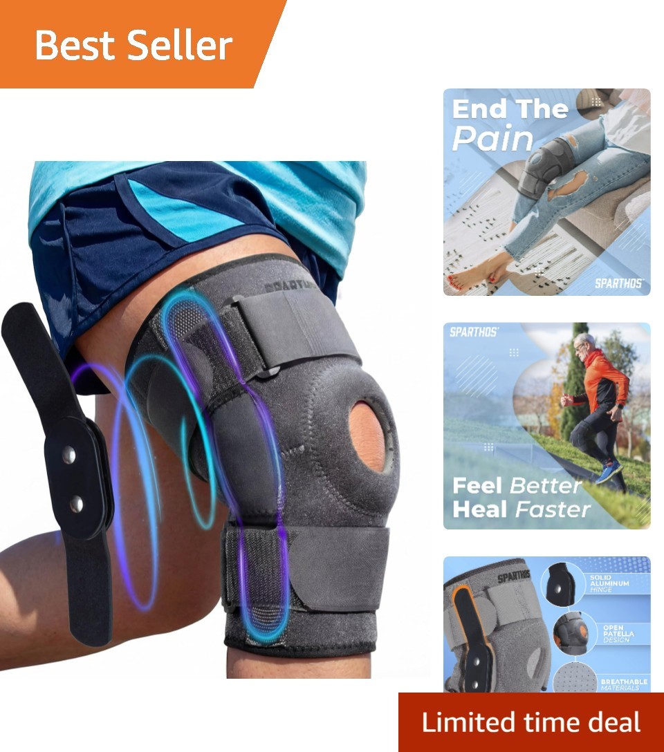 Hinged Knee Brace for Men & Women – Gray Support for Injury Recovery, XXXL
