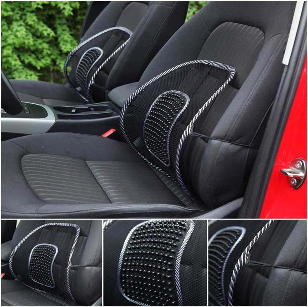 Lumbar Support, Car Mesh Back Support with Massage Beads Ergonomic Designed for