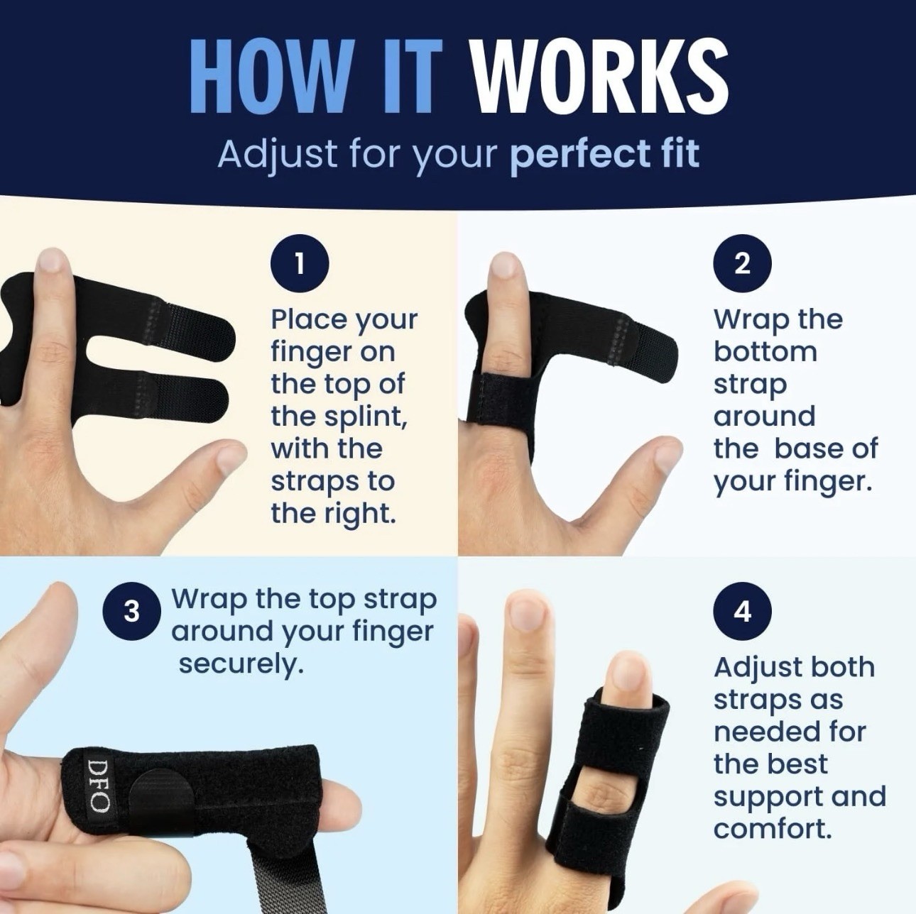 Dr. Frederick’s Original Grey Padded Finger Splint (2-Count) Adjustable Support