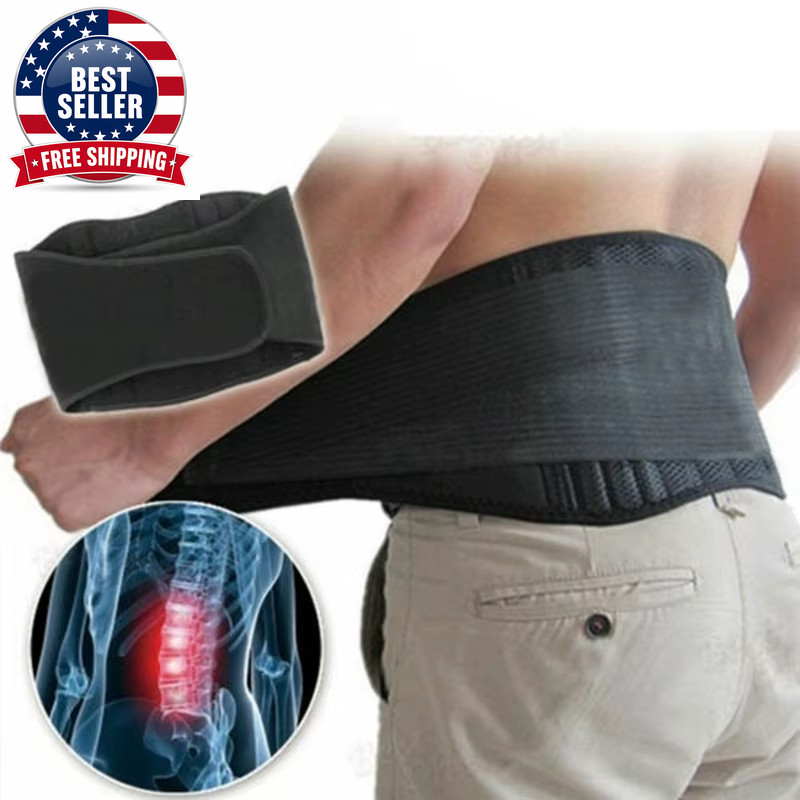 1Pc Lower Back Support Brace with Self Heating, Adjustable Waist Belt for Lumbar