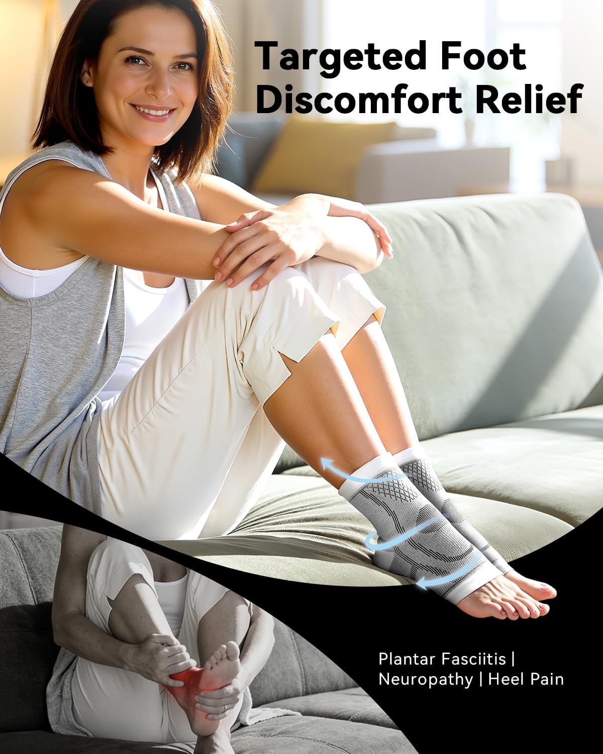 Ankle Brace Compression Sleeve – 3 Pairs Ultra Breathable Socks for Plantar Fasc