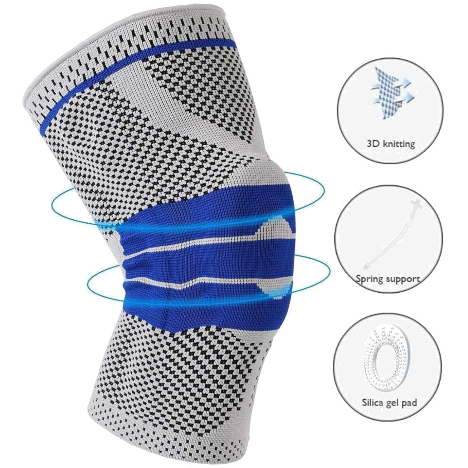Knee Brace Compression Sleeve with Silicone Gel Support
