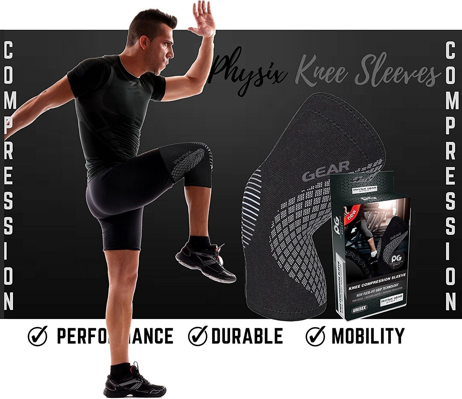 Versatile Compression Knee Sleeve for Athletes – Moisture-Wicking Fabric XXL
