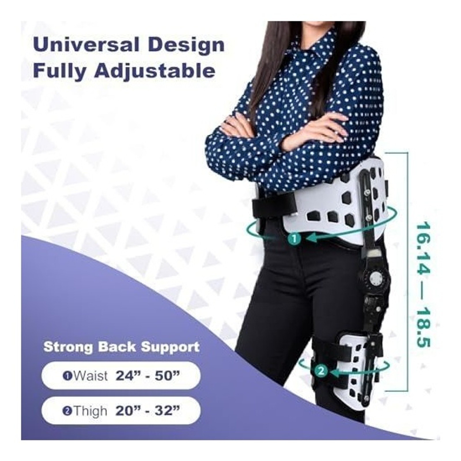 EZWORK Hip Abduction Brace ROM Hinged Orthosis Adjustable Post-Op Recovery Suppo