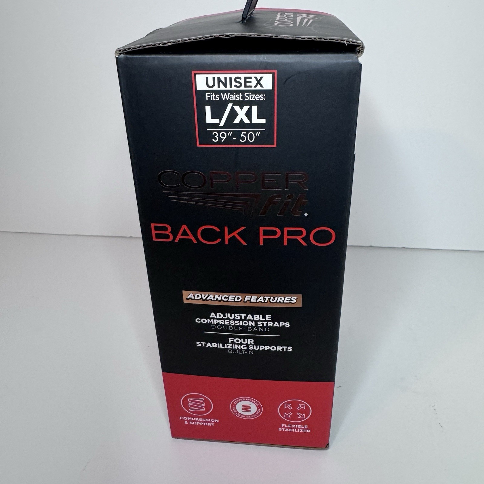 Copper Fit Black Back Pro Compression & Support W/ Adjustable Straps L / XL