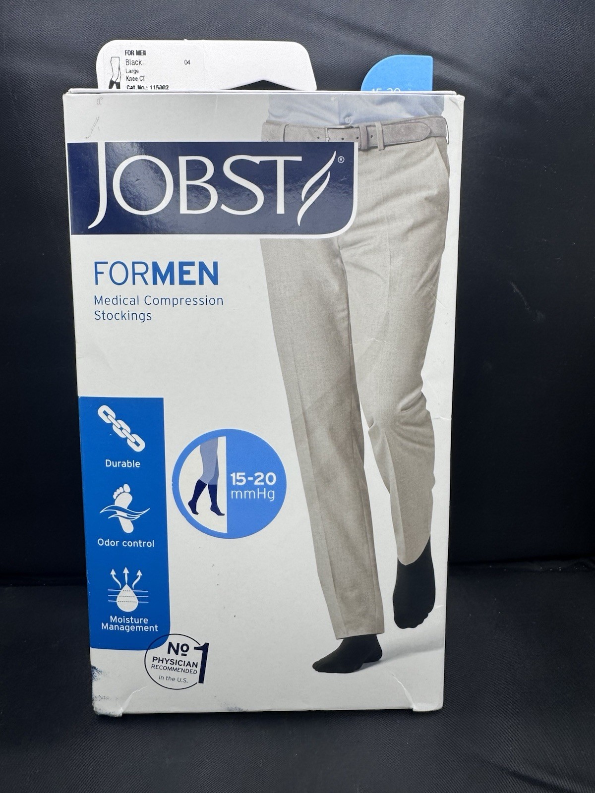 NEW Jobst Men Compression Knee Closed Toes Socks 8-15 mmHg BLK LARGE 115002
