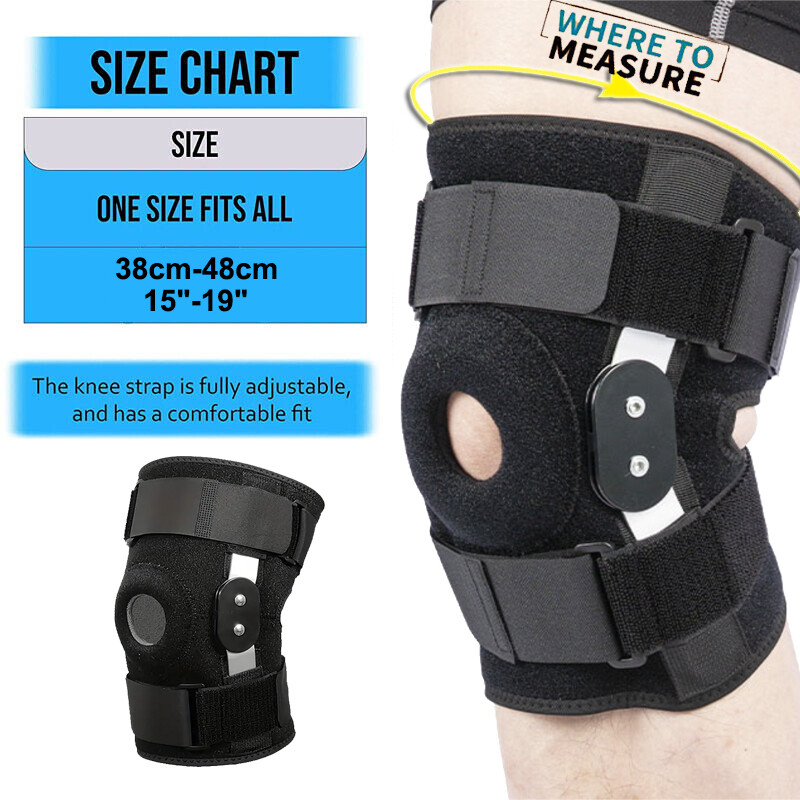 Hinged Knee Brace Sleeve Compression Support Meniscus Joint Pain Arthritis Sport