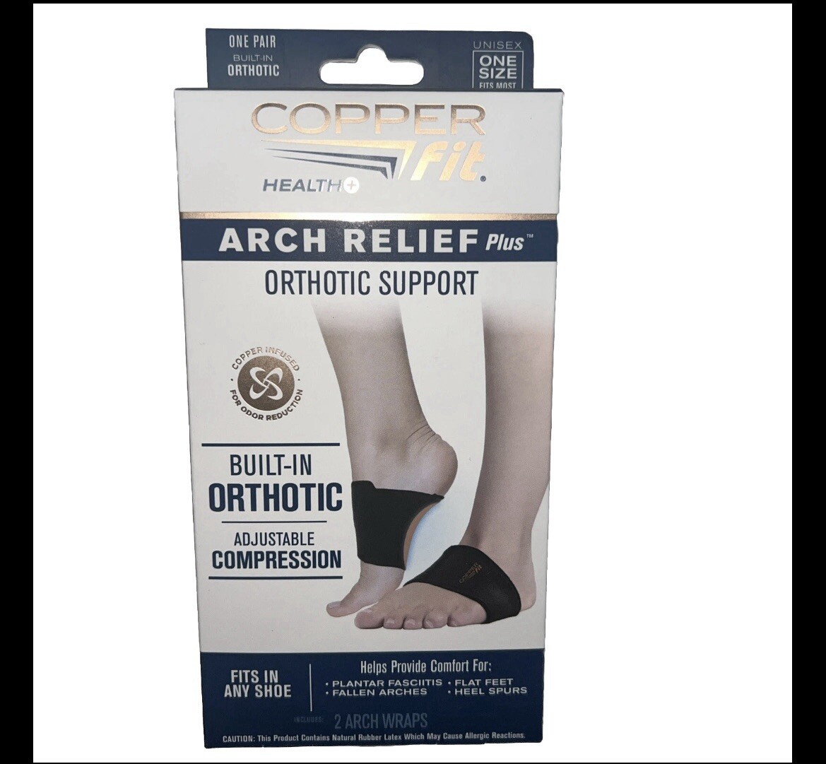 Copper Fit Health Arch Relief Plus Orthotic Support Compression Wraps One Size