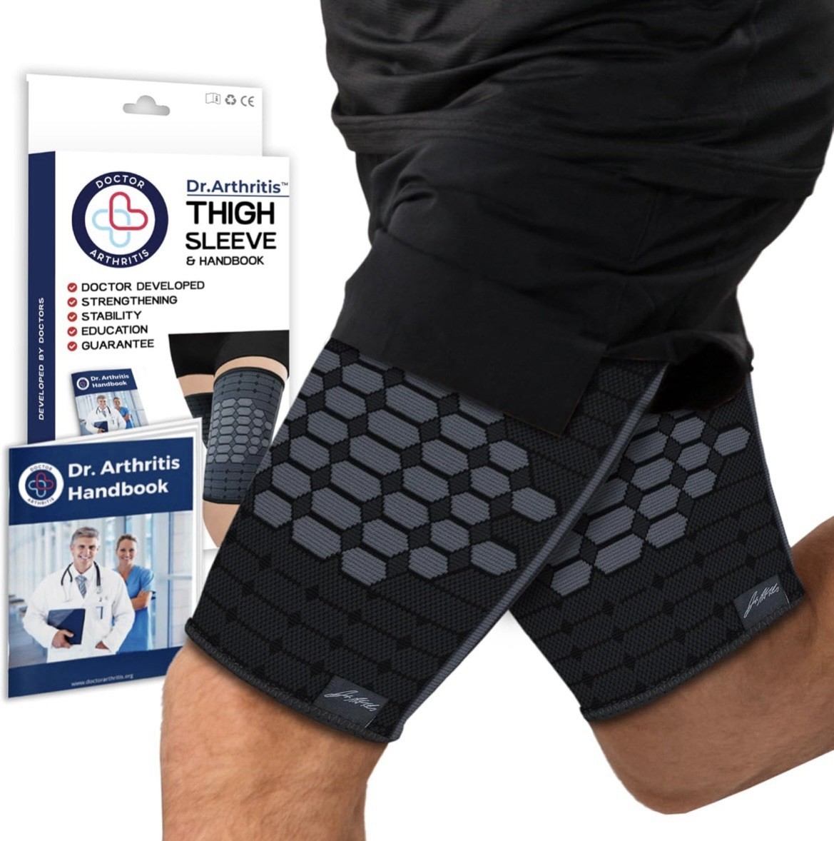 Dr Arthritis Support Pulled Hamstring Thigh Compression Sleeve Black – Small