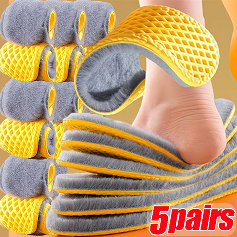 New Plush Warm Insoles for Men and Women Thickened with Plush Ultra Soft Sweat A