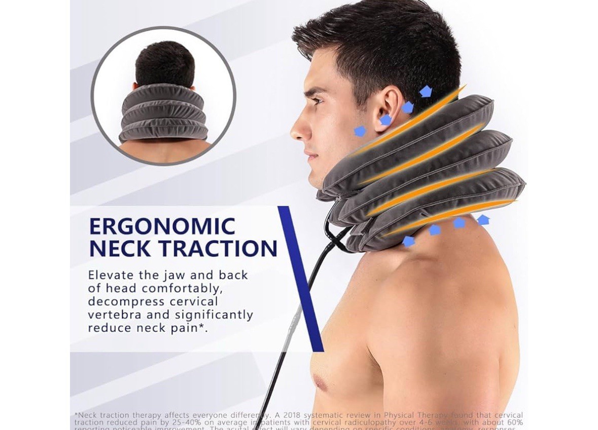 Cervical Neck Gray Traction Device for Instant Neck Pain Relief – Inflatable