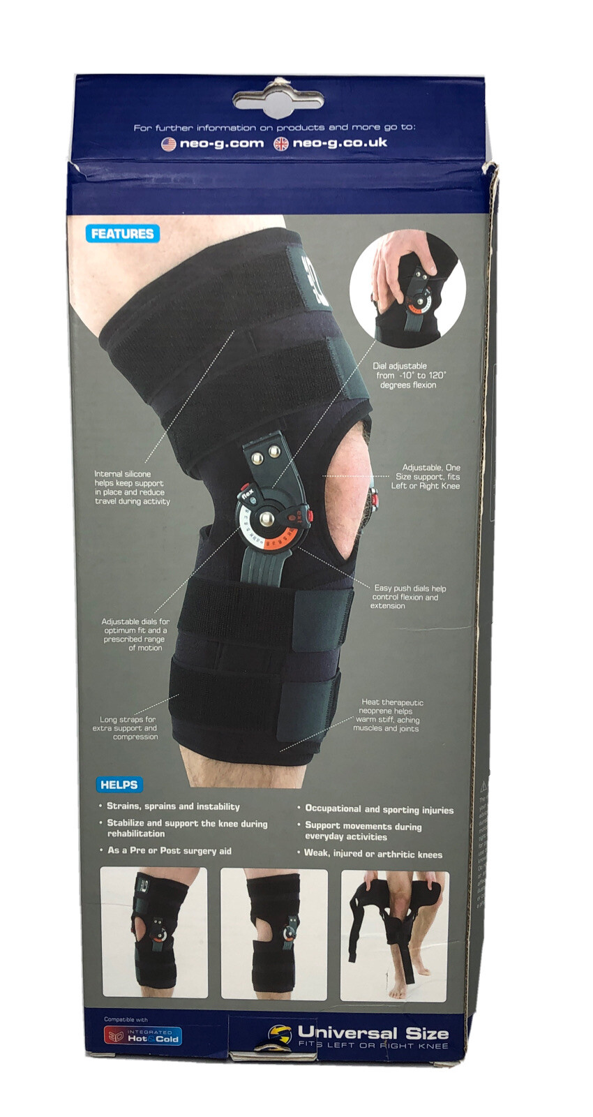 Neo G Hinged Knee Brace Adjusta-Fit Open Knee Support Fits R or L Knee 1-Size