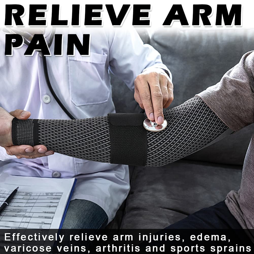 Compression Arm Sleeves with Elastic Strap for Men & Women (Pairs), Elbow Bra…