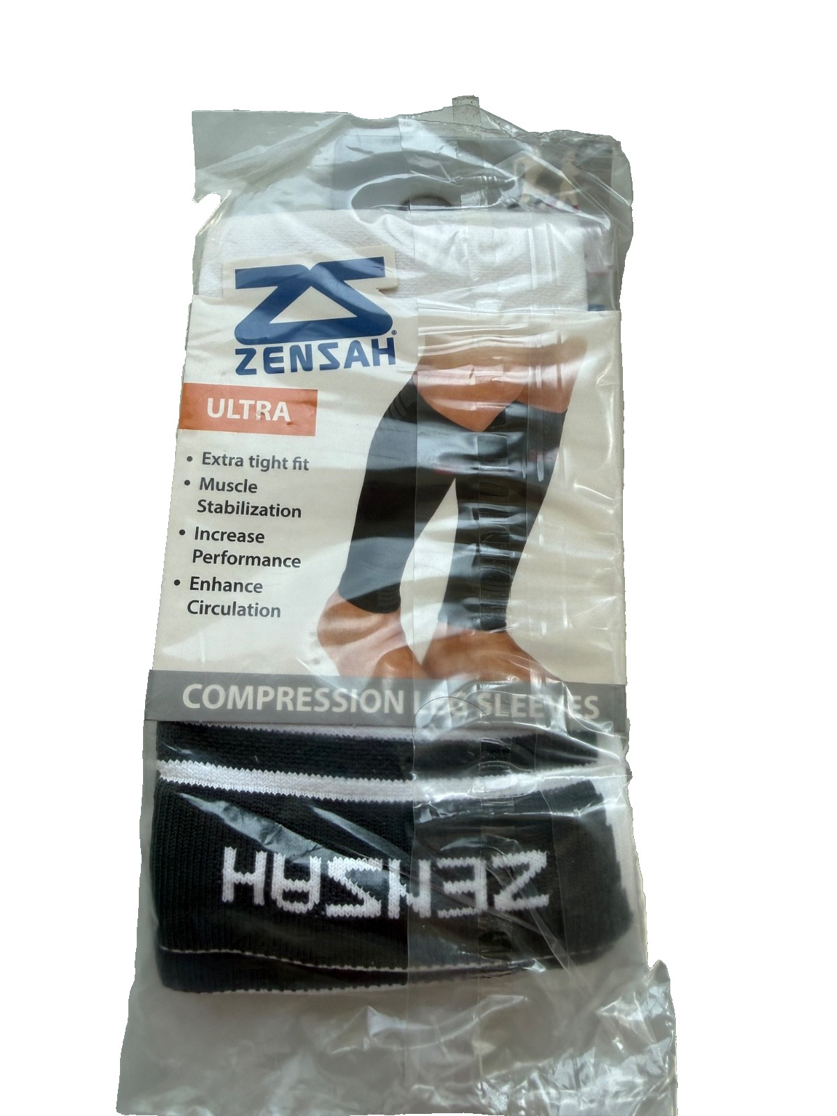 NEW Zensah Ultra Compression Leg Sleeve White Size Large Calf 12.5-15″ #6057