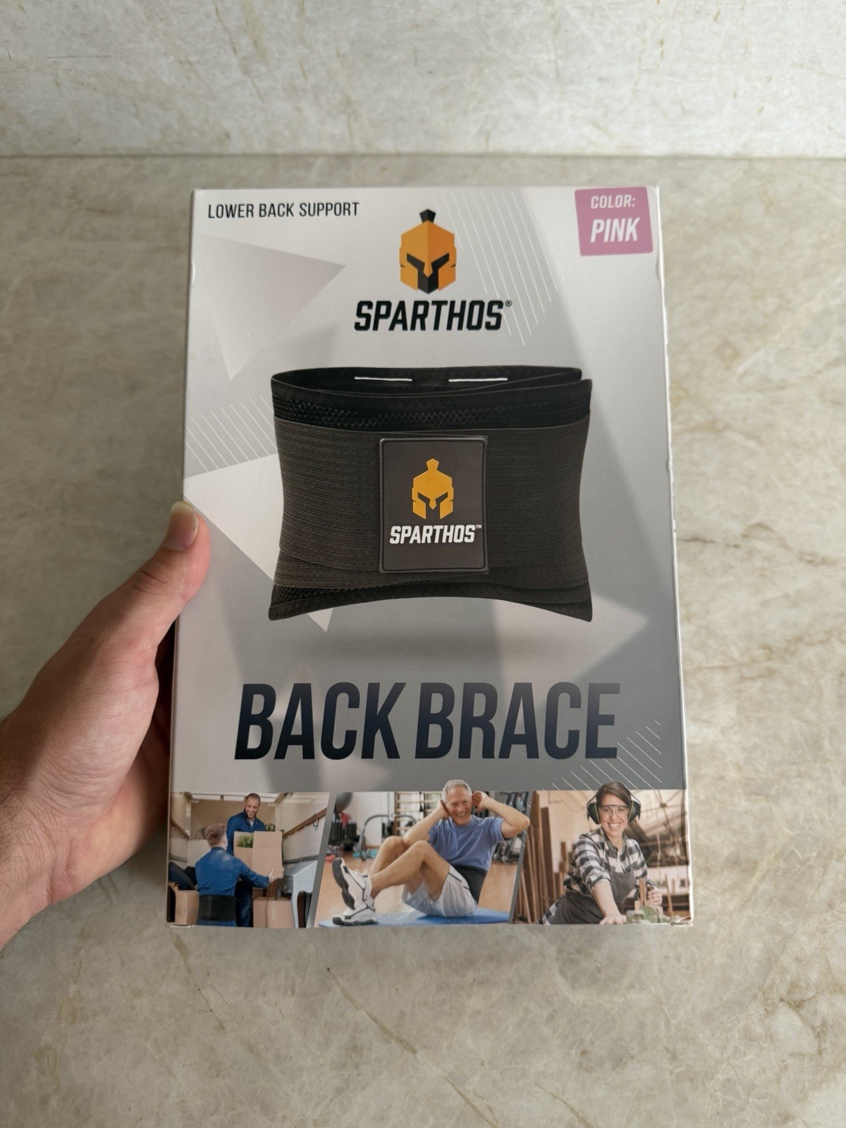 🔥 NEW Sparthos Adjustable Back Support Brace Size MEDIUM for Men and Women Pink