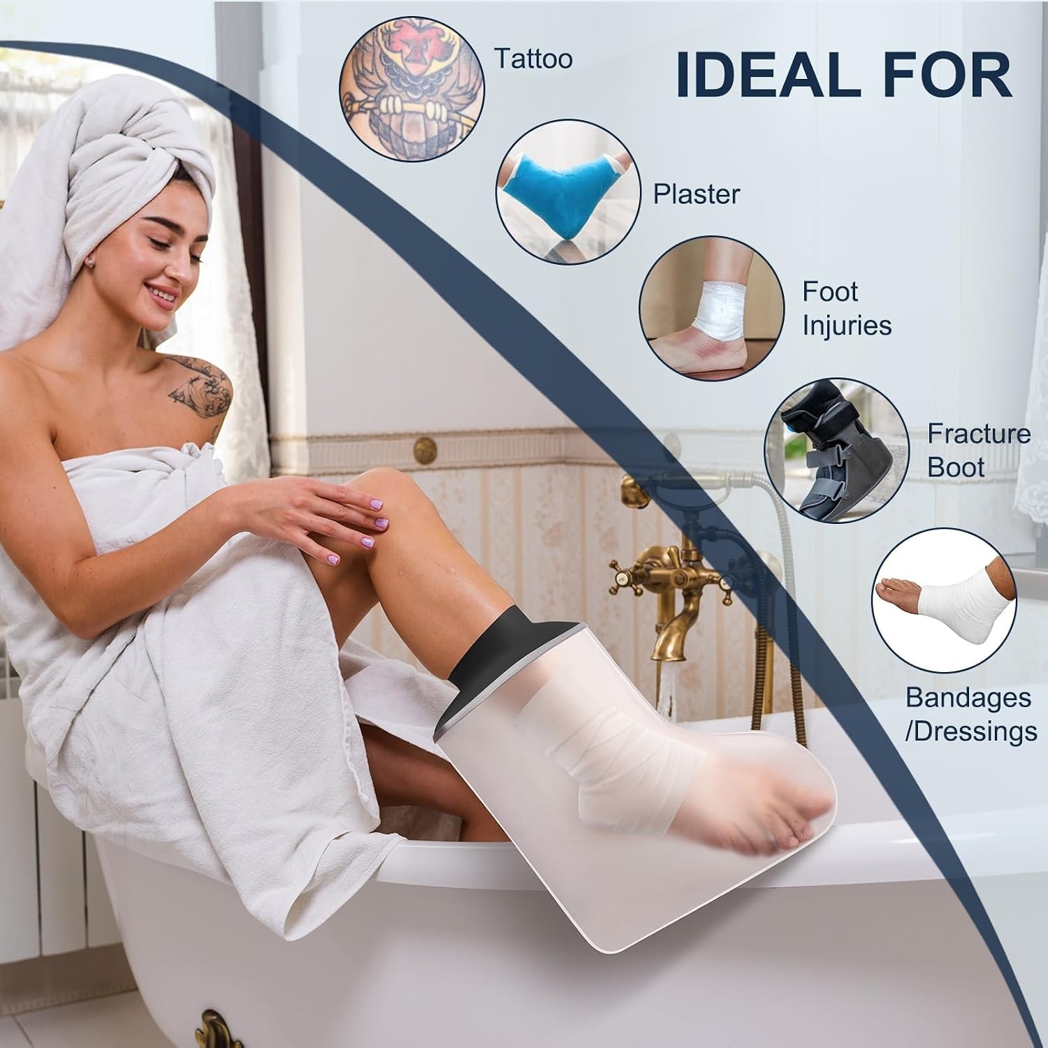 Adult Waterproof Foot Cast Cover, Reusable Watertight Ankle Cast Protector | …