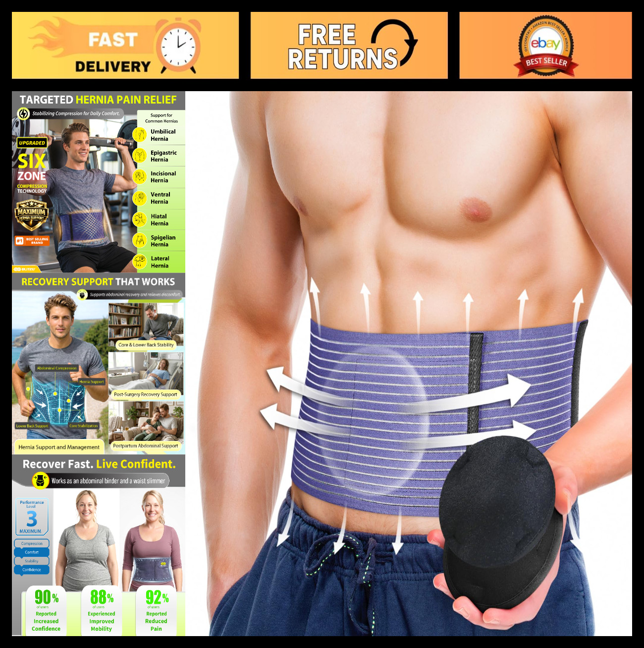 Adjustable Umbilical Hernia Belt for Men & Women – Abdominal Support Truss with
