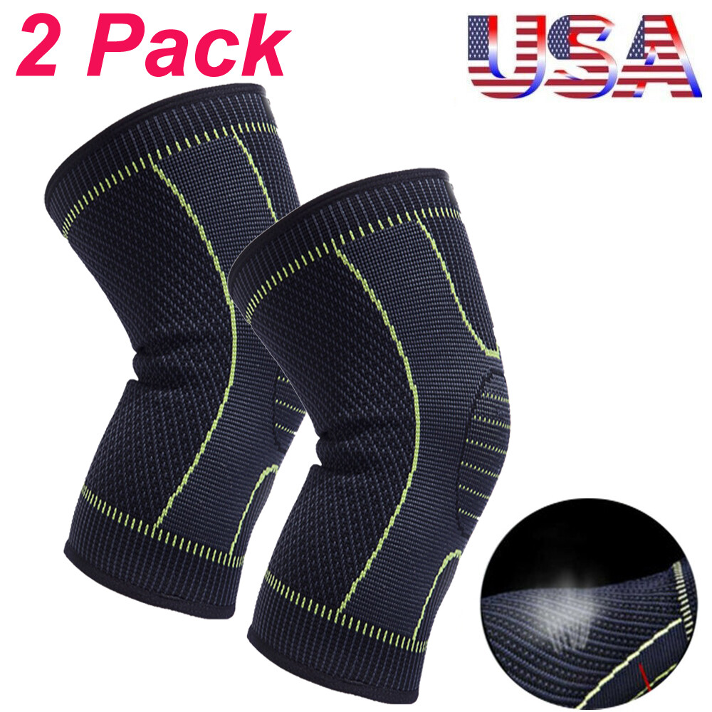 2PC Knee Support Wrap Brace Sleeve Elastic Muscle Arthritis Sports Pain Relief